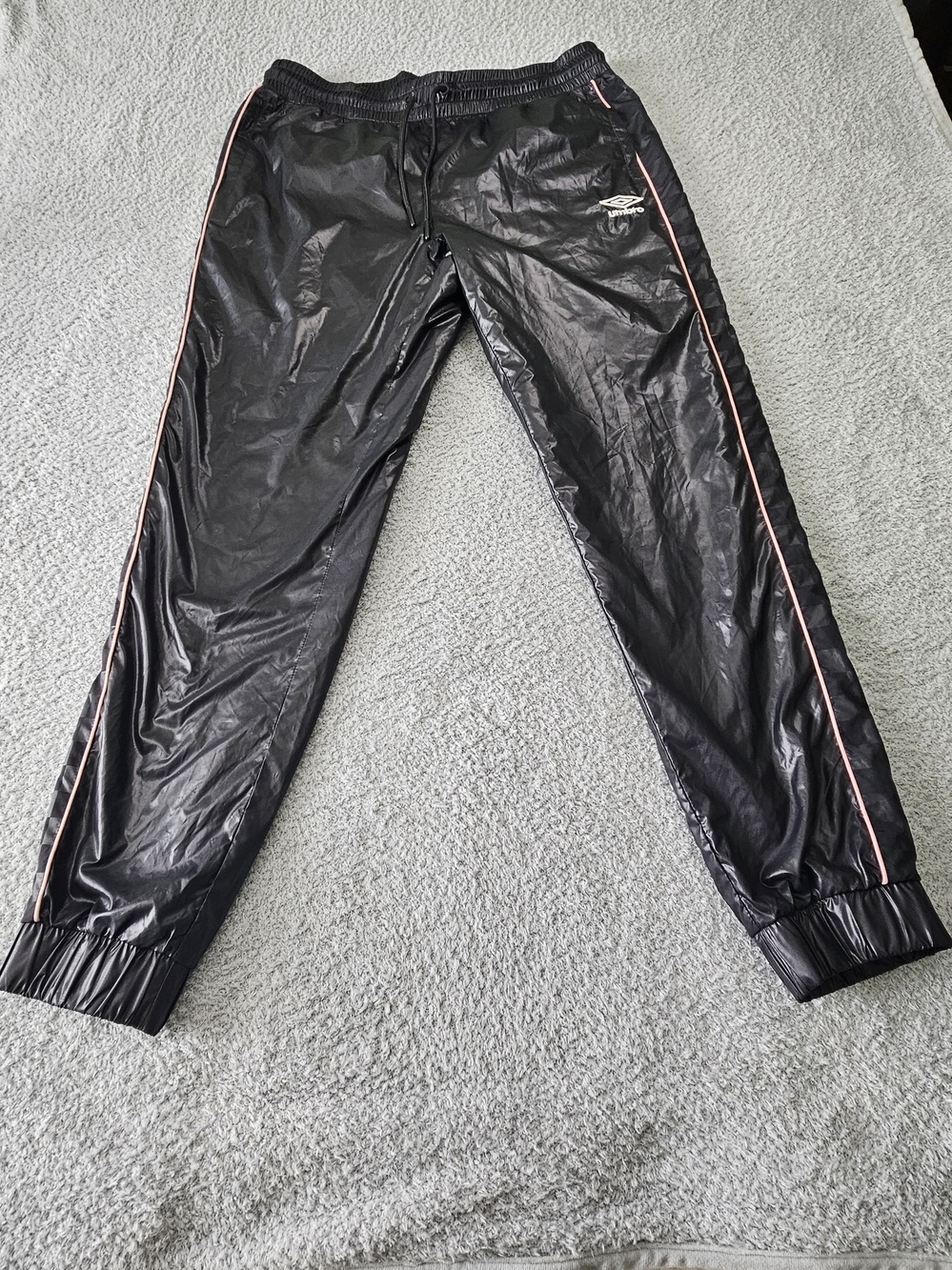 Umbro Black Track Pants with Pink Piping